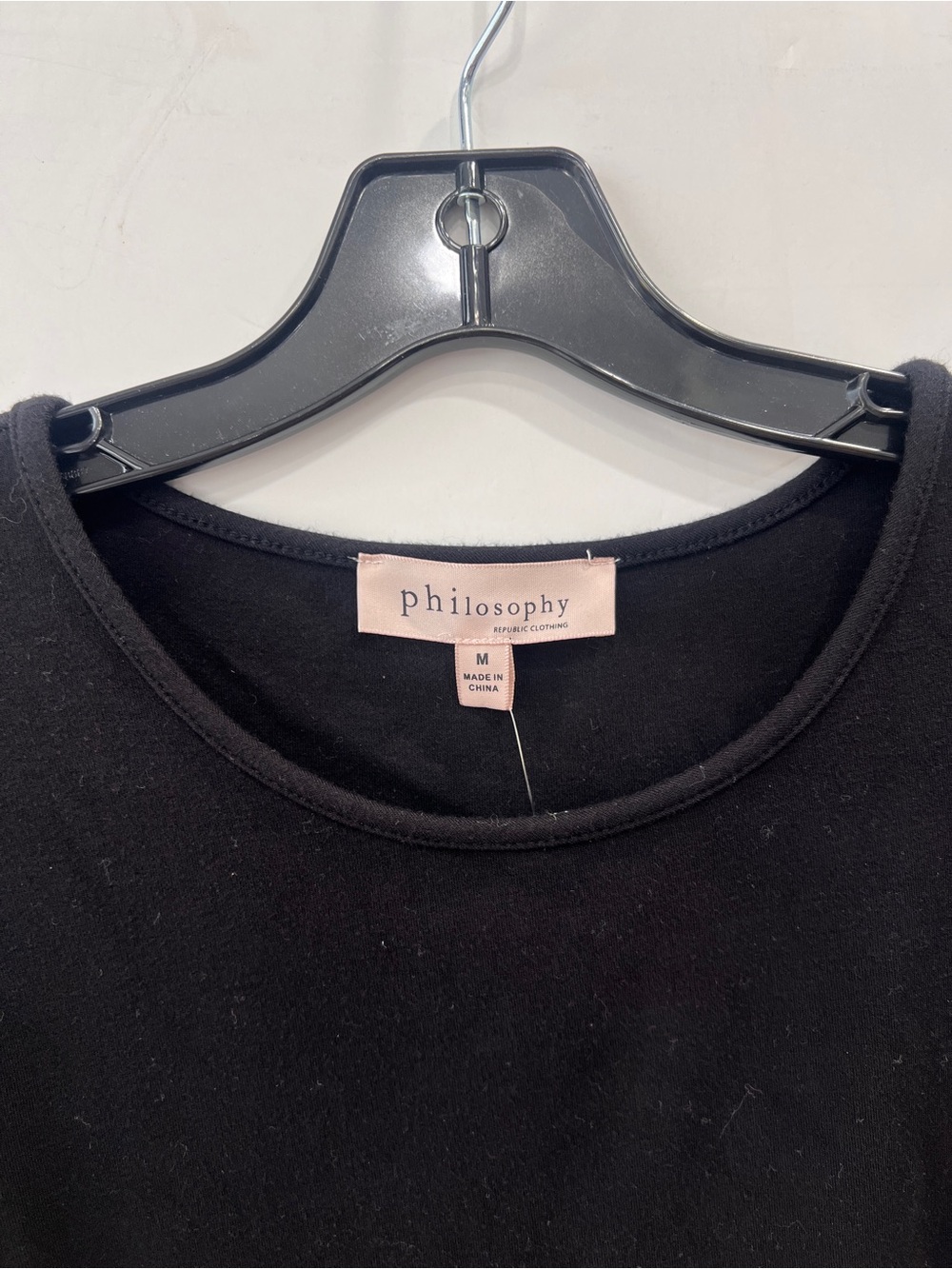 Philosophy black puff sleeve blouse t shirt size M - Picture 3 of 4